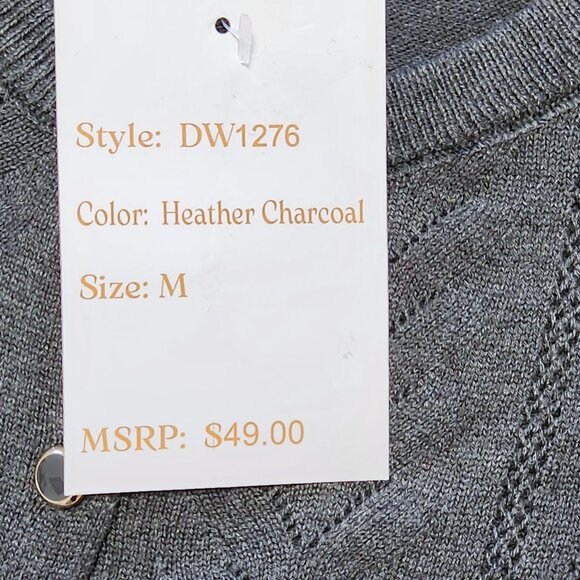 NWT Timeless Blair London Gray Diamond Pointelle Front Cardigan Sweater Size M - Picture 9 of 15